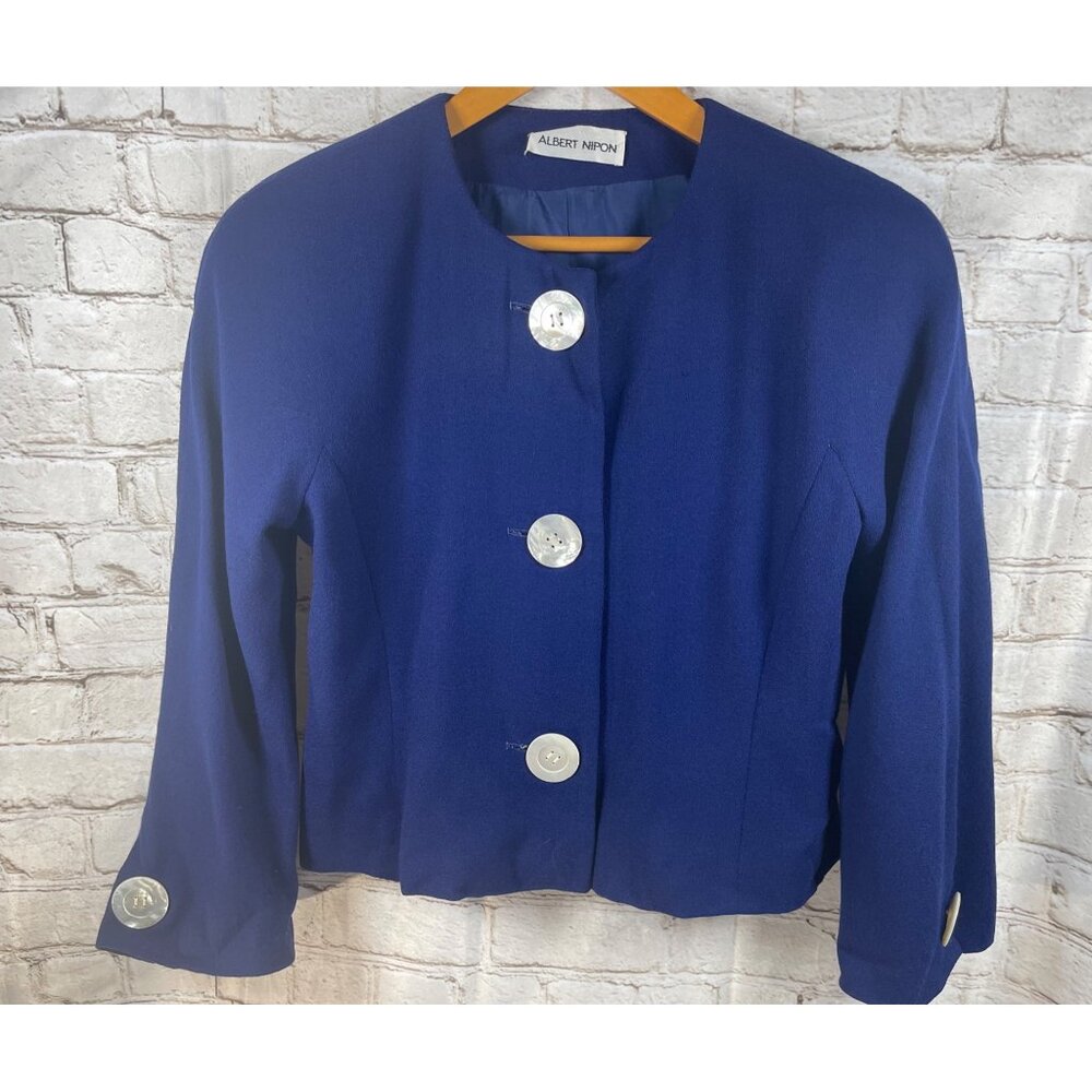 Vintage Albert Nipon Sz 4 Cropped Blazer Suit Jac… - image 1